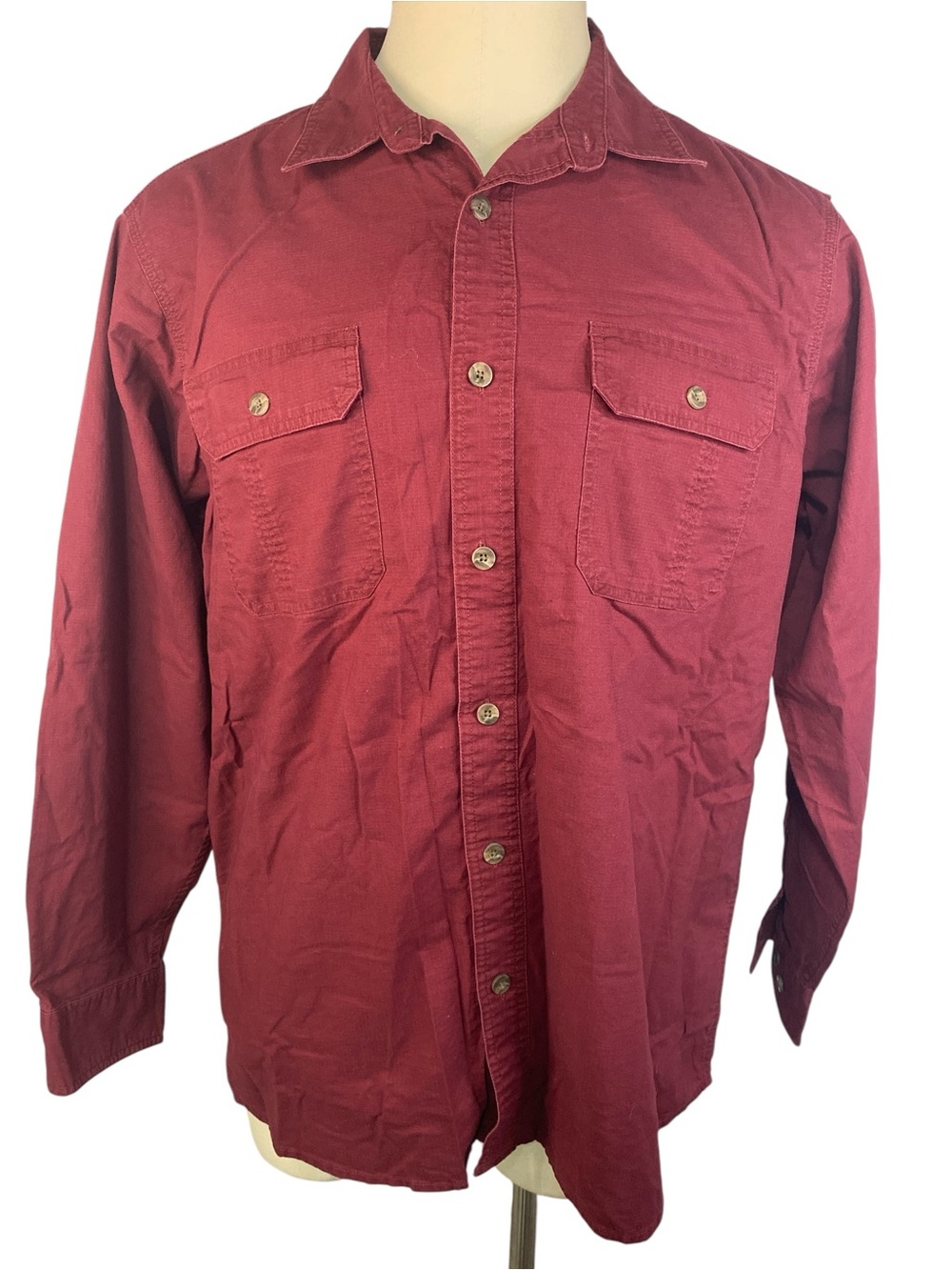 Red Head Button-Front Long Sleeve Work Shirt Burgundy Men’s XL